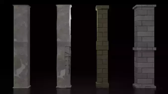 Stone Pillar Pack Low-poly 3D model