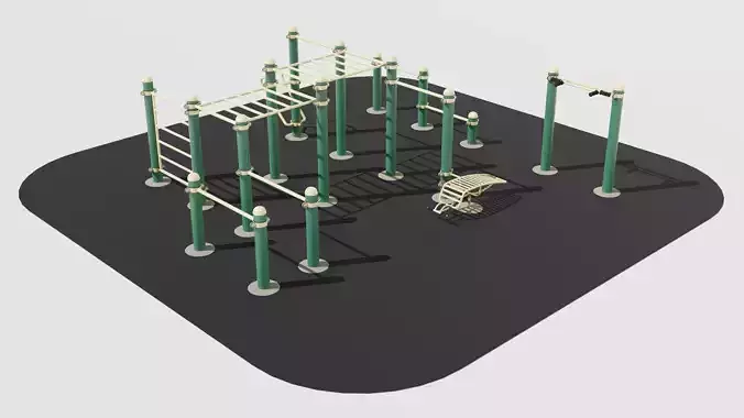 Outdoor Sports Ground Fitness Gym 3D model