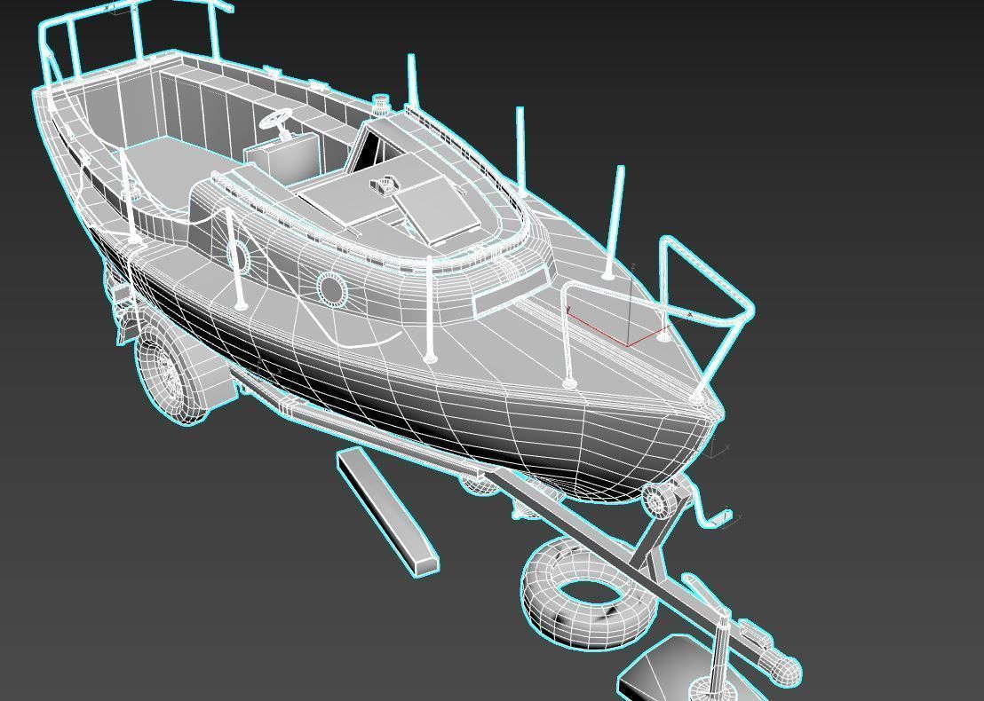 Old Sailboat And Trailer 3D model_15