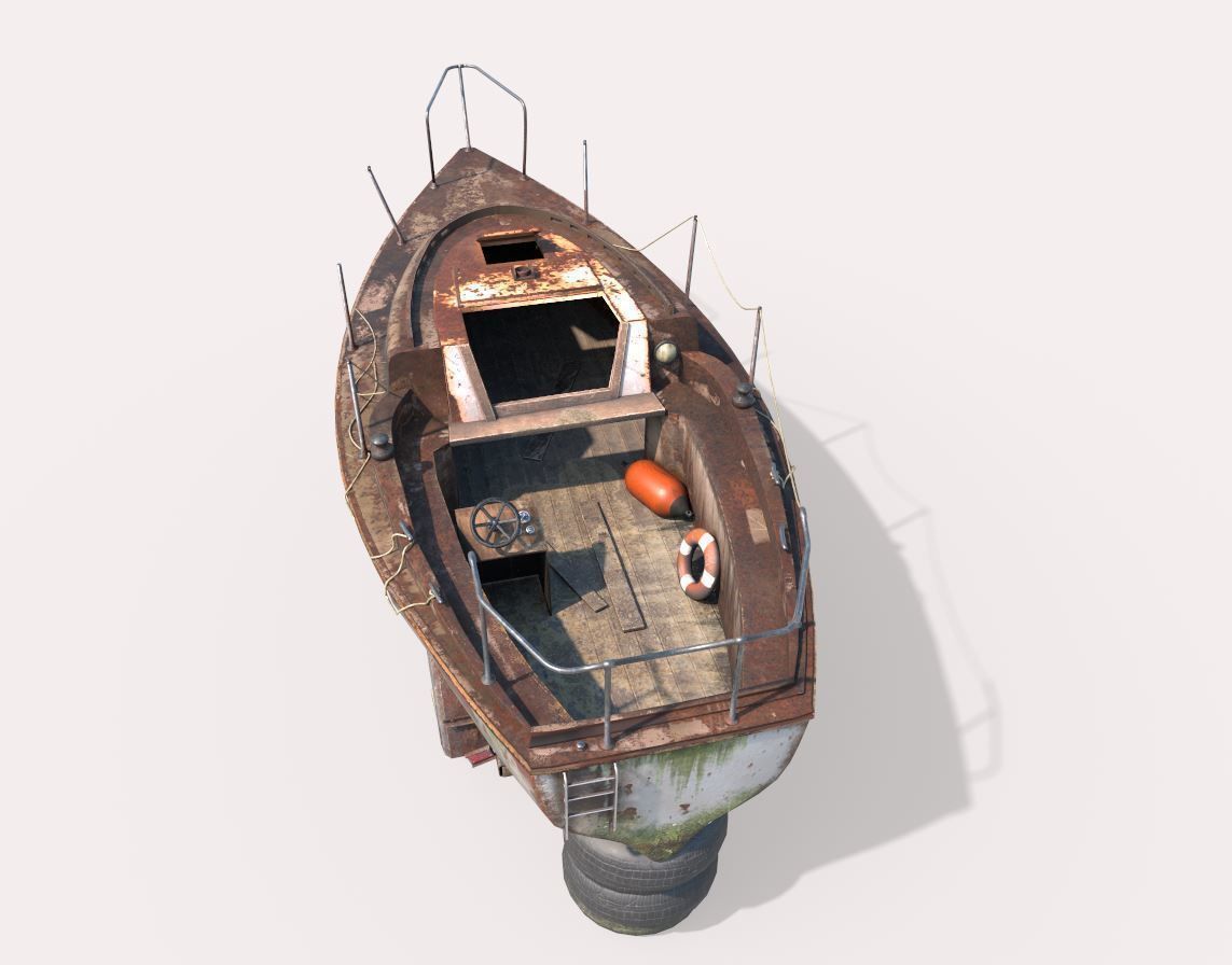 Old Sailboat And Trailer 3D model_11