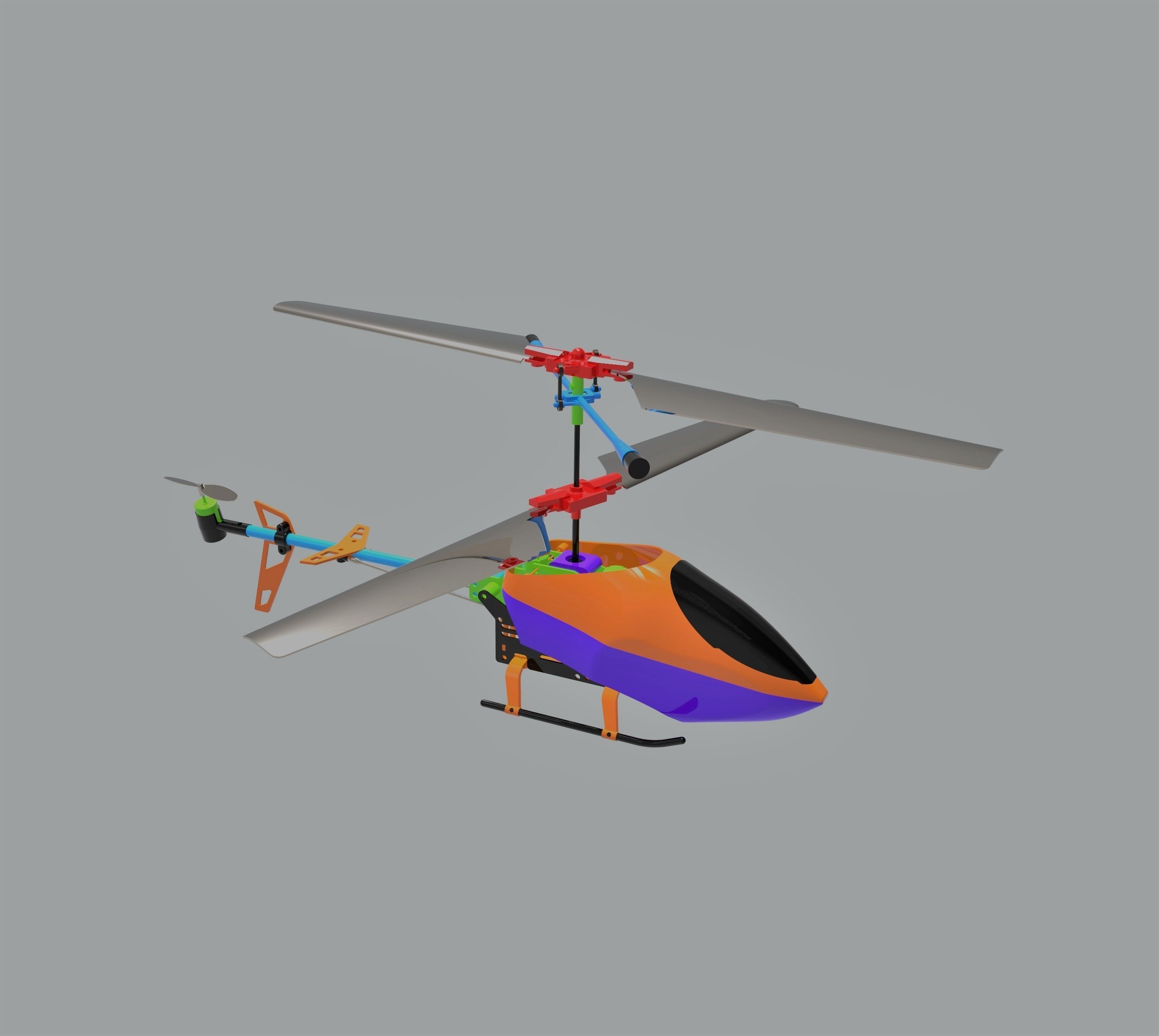 Rc Helicopter Low-poly 3D model_1