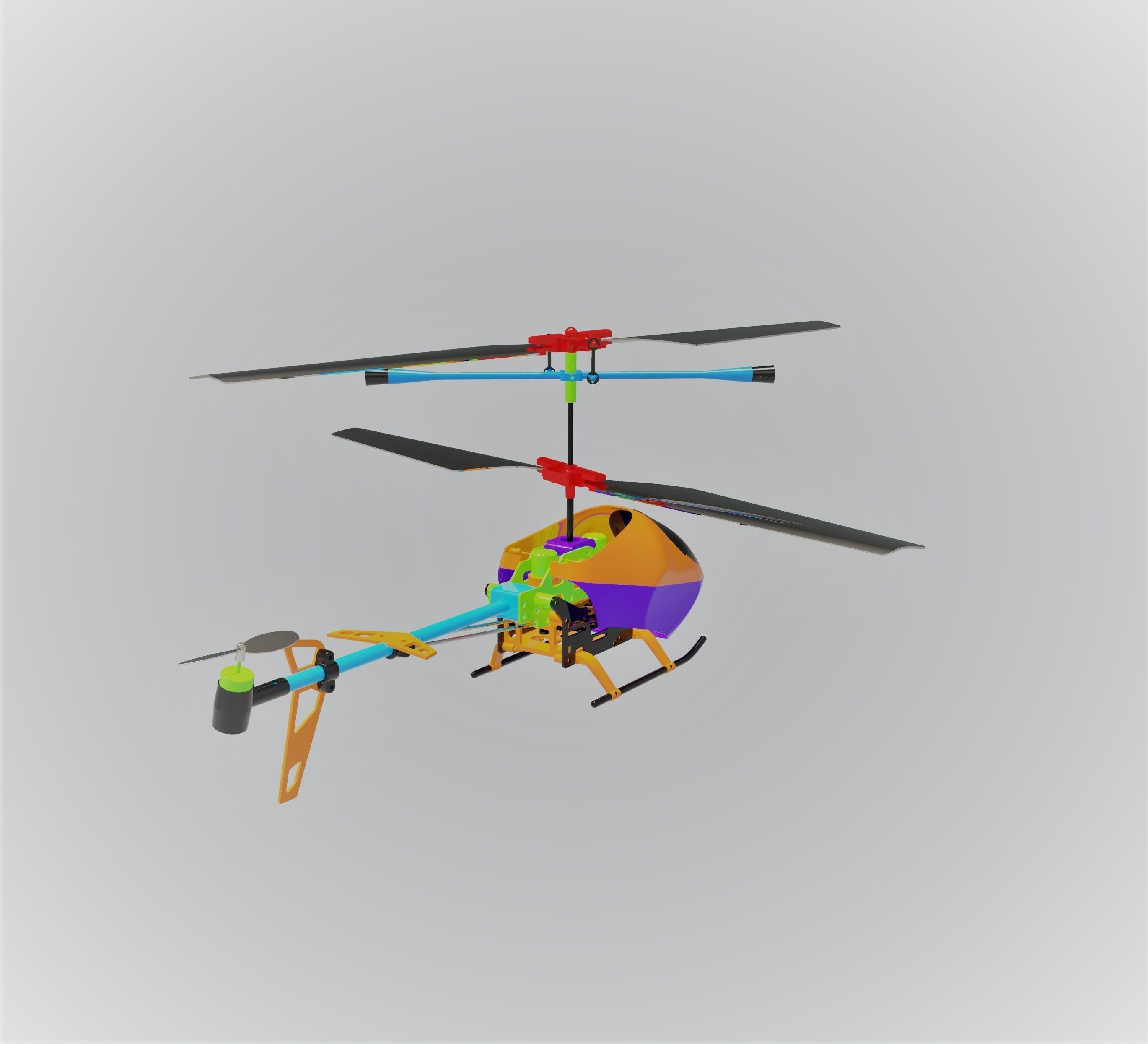 Rc Helicopter Low-poly 3D model_2