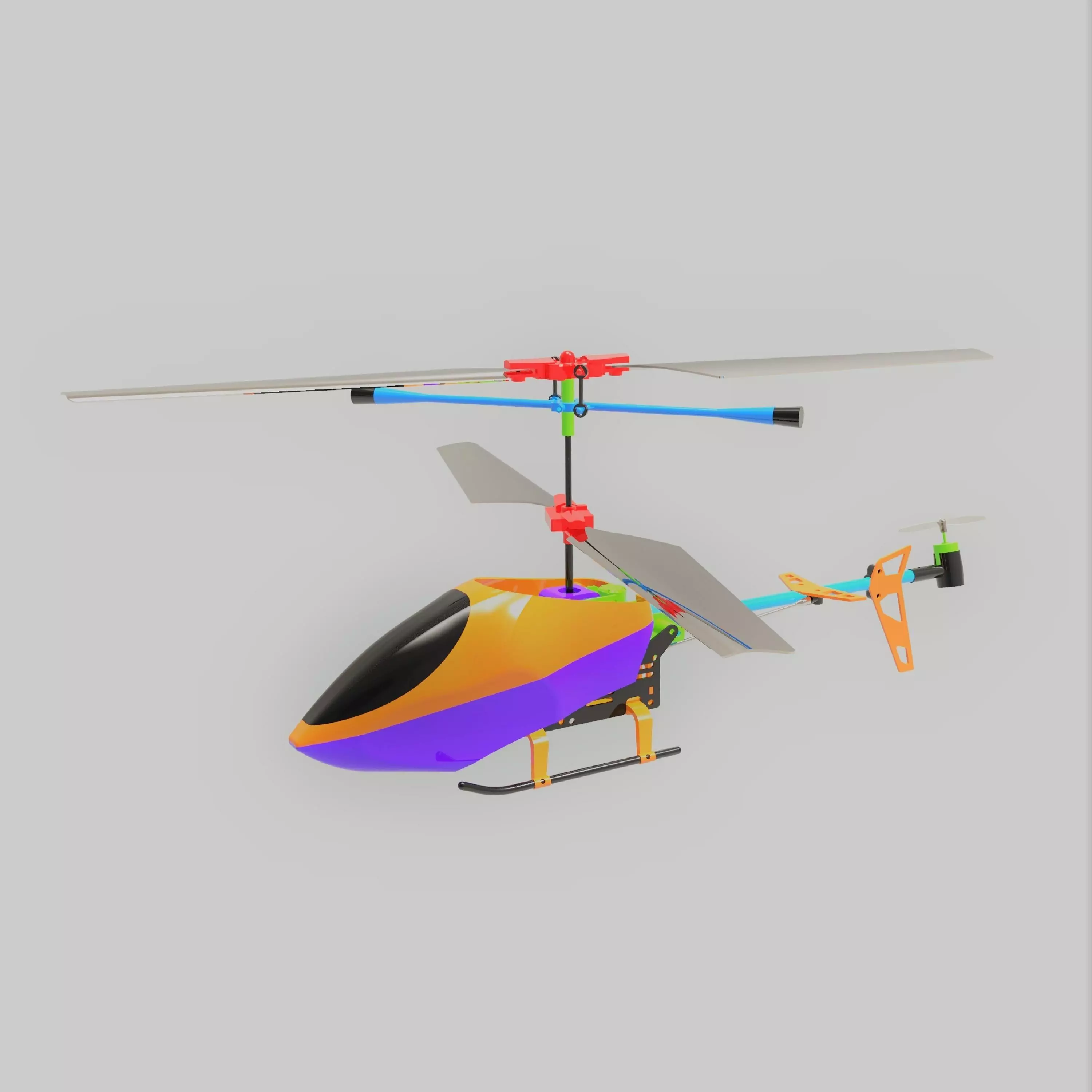 Rc Helicopter Low-poly 3D model_0