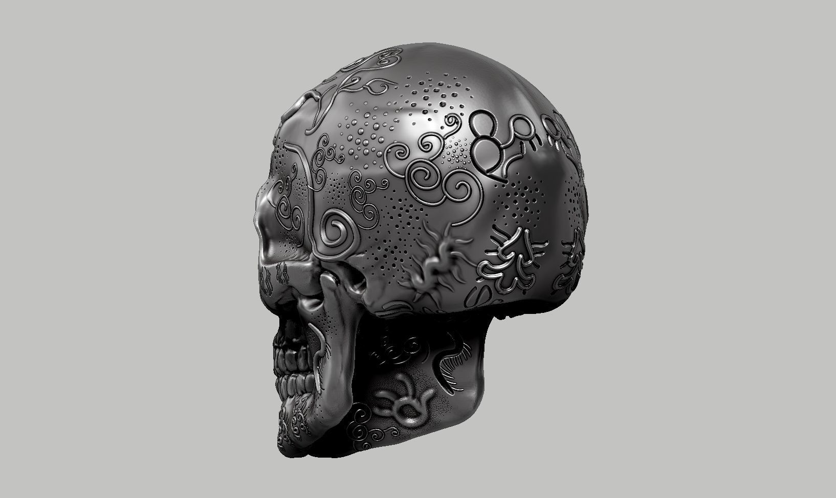 skull art design a04 3D print model_7