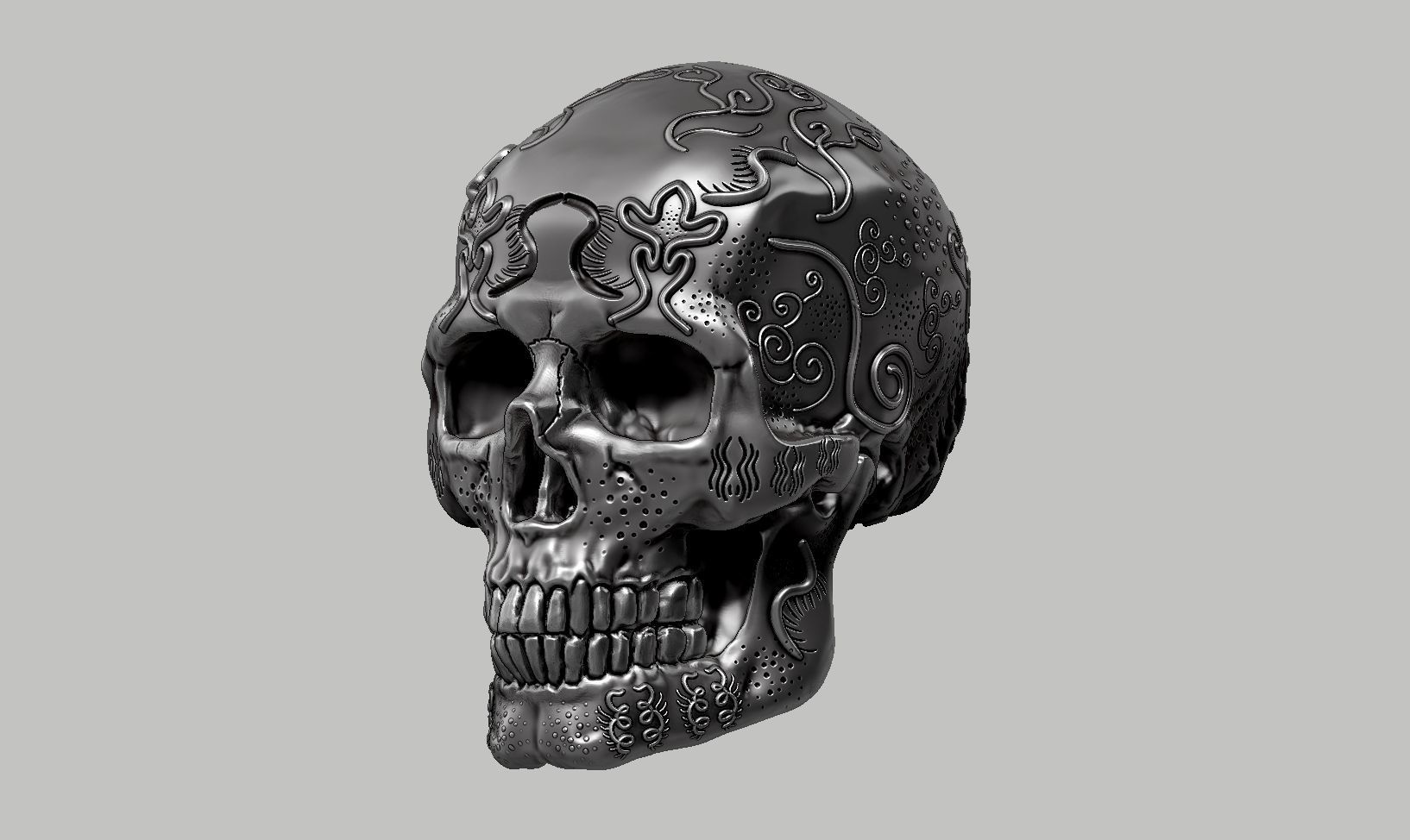skull art design a04 3D print model_9
