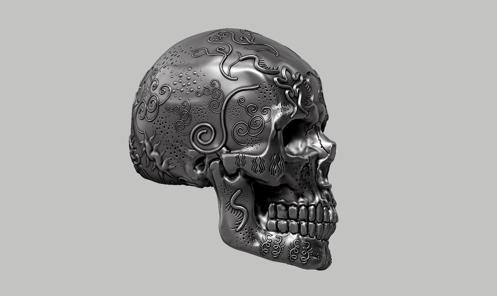 skull art design a04 3D print model_2