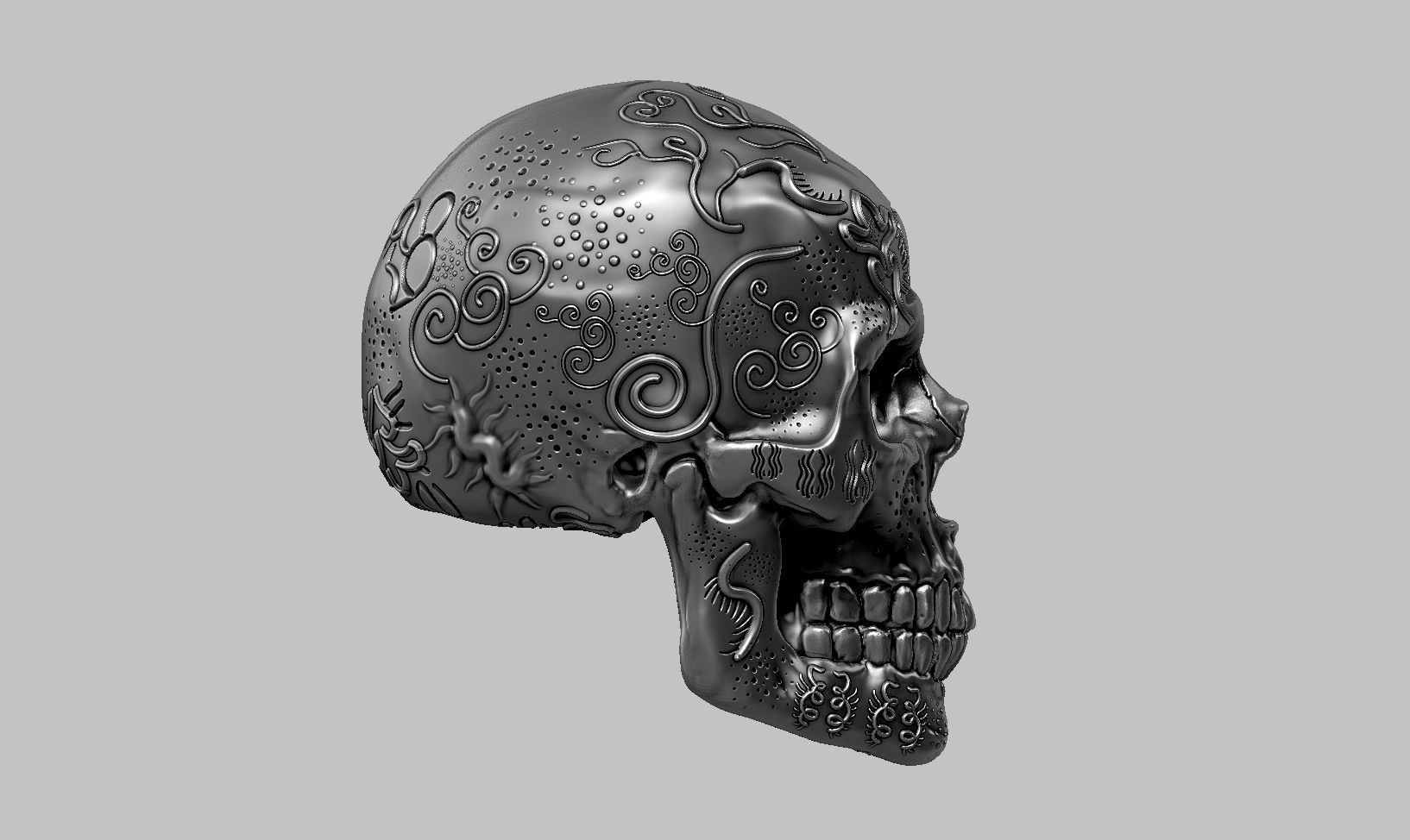 skull art design a04 3D print model_3