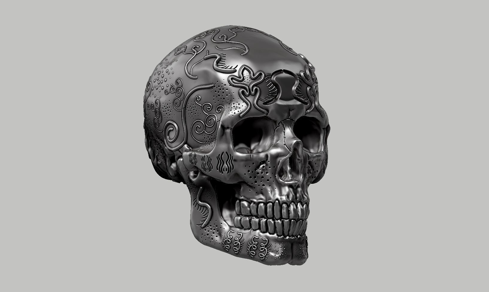 skull art design a04 3D print model_1