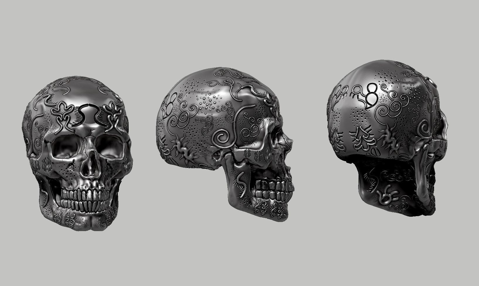skull art design a04 3D print model_11