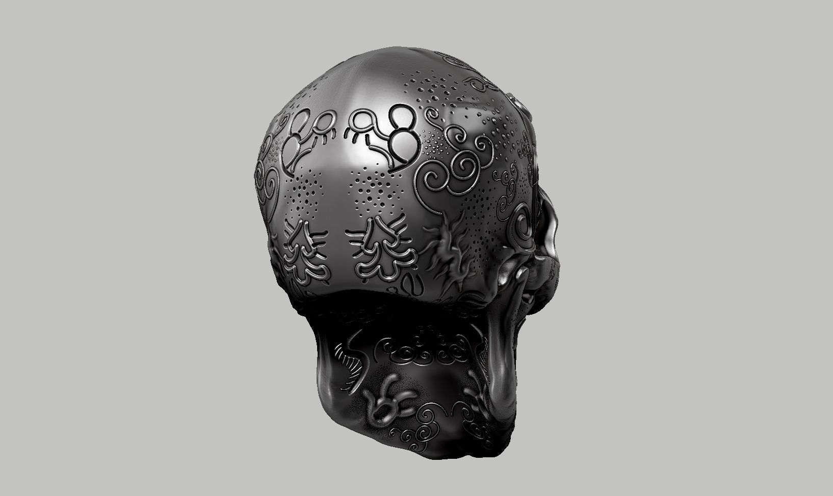 skull art design a04 3D print model_5