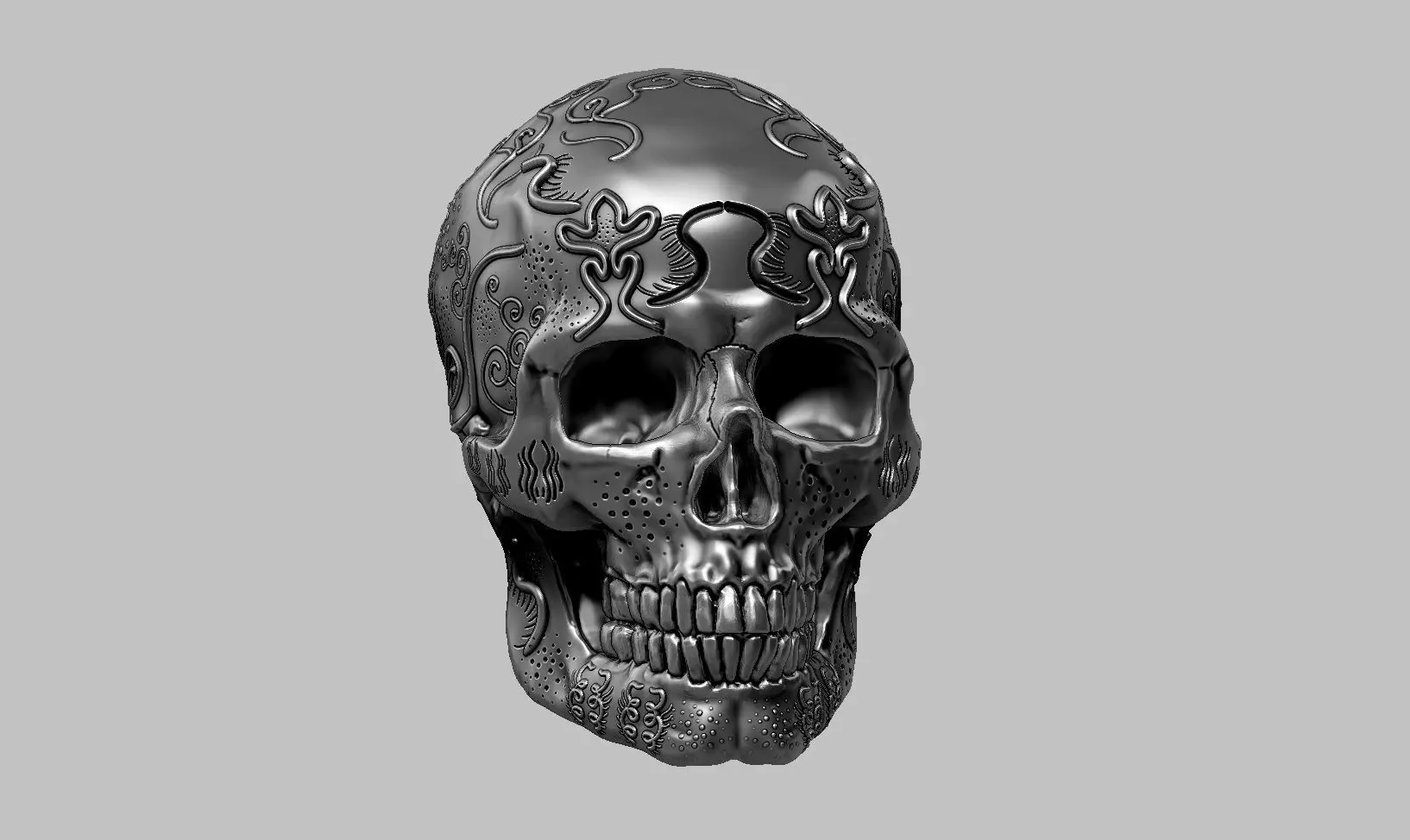skull art design a04 3D print model_0