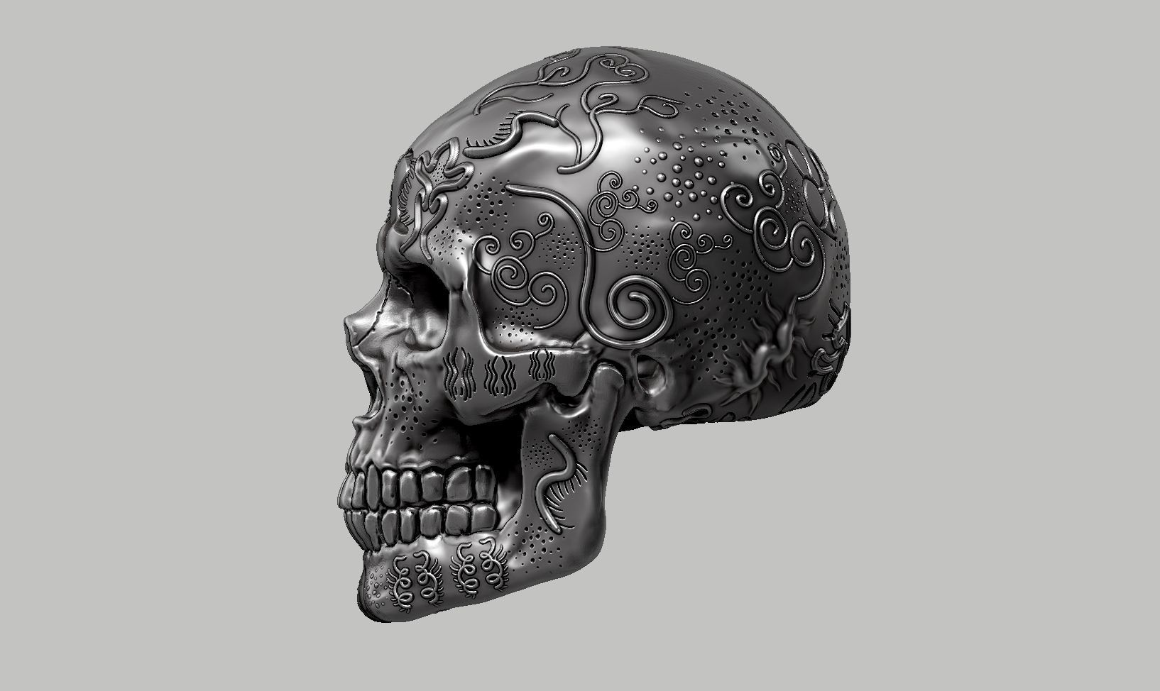 skull art design a04 3D print model_8