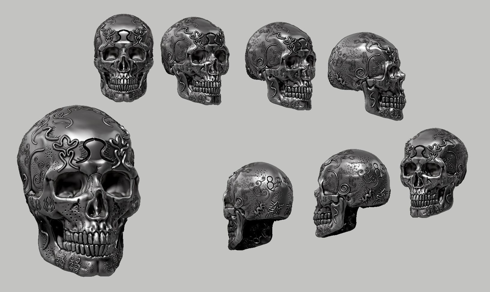 skull art design a04 3D print model_10