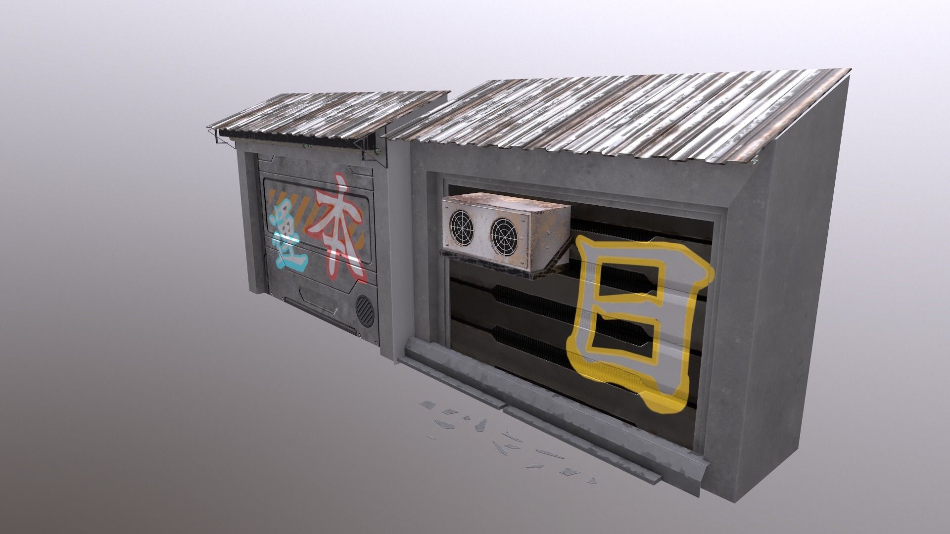  Cyberpunk Building 56  Low-poly 3D model_30