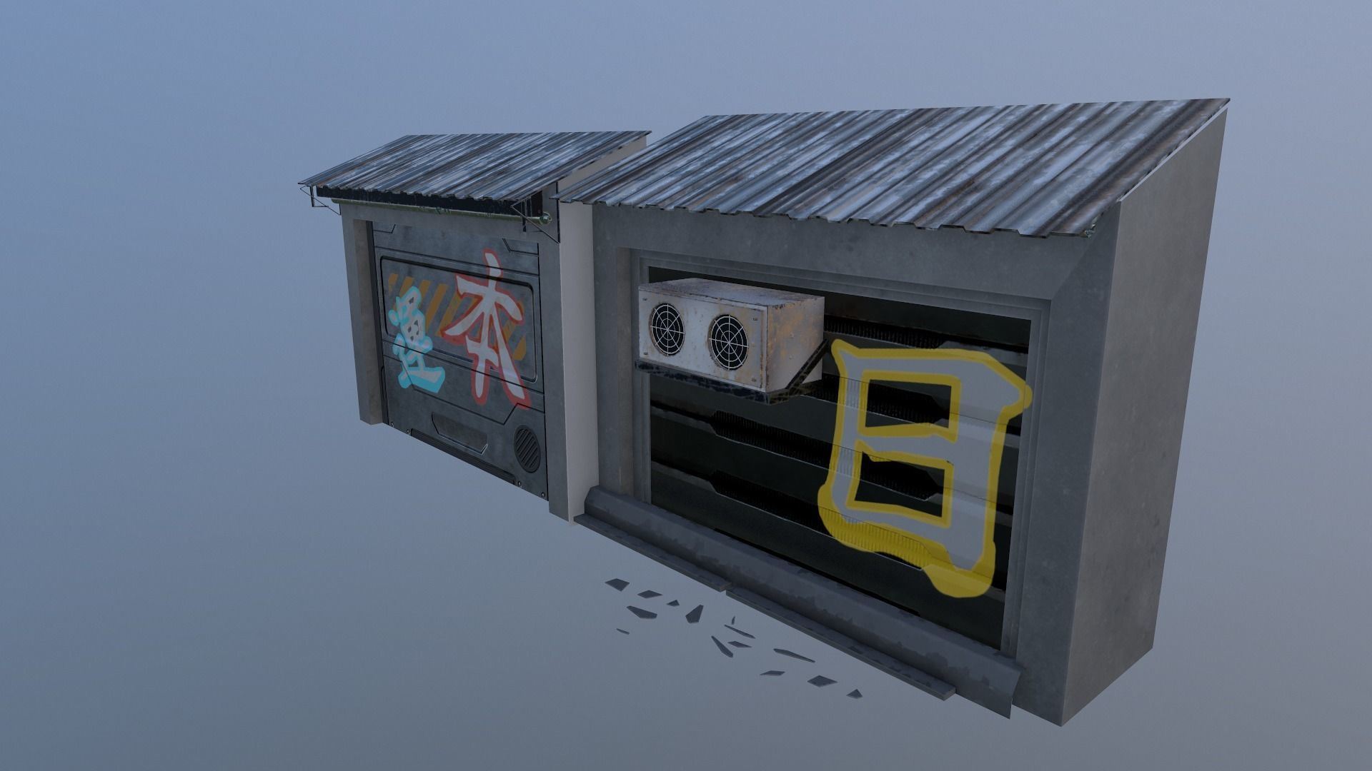  Cyberpunk Building 56  Low-poly 3D model_21