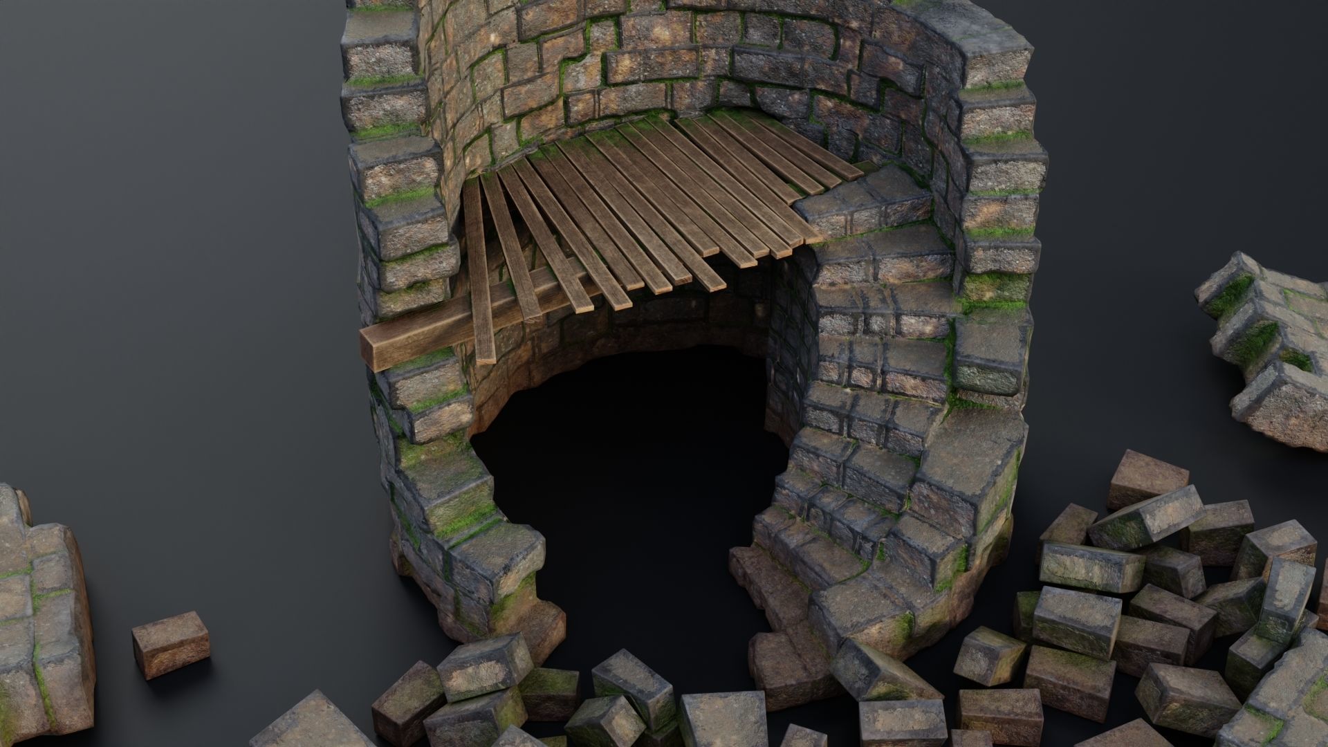 Tower ruins Low-poly 3D model_7
