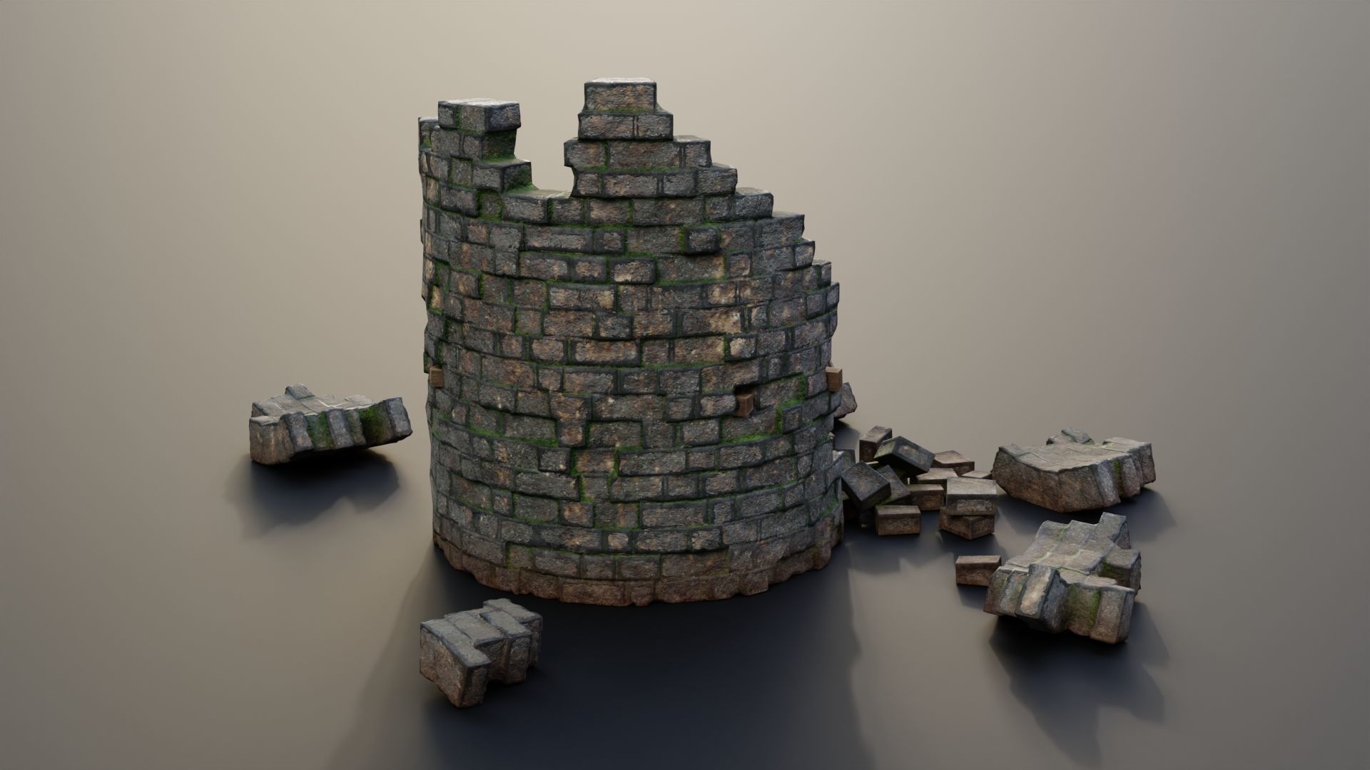 Tower ruins Low-poly 3D model_3
