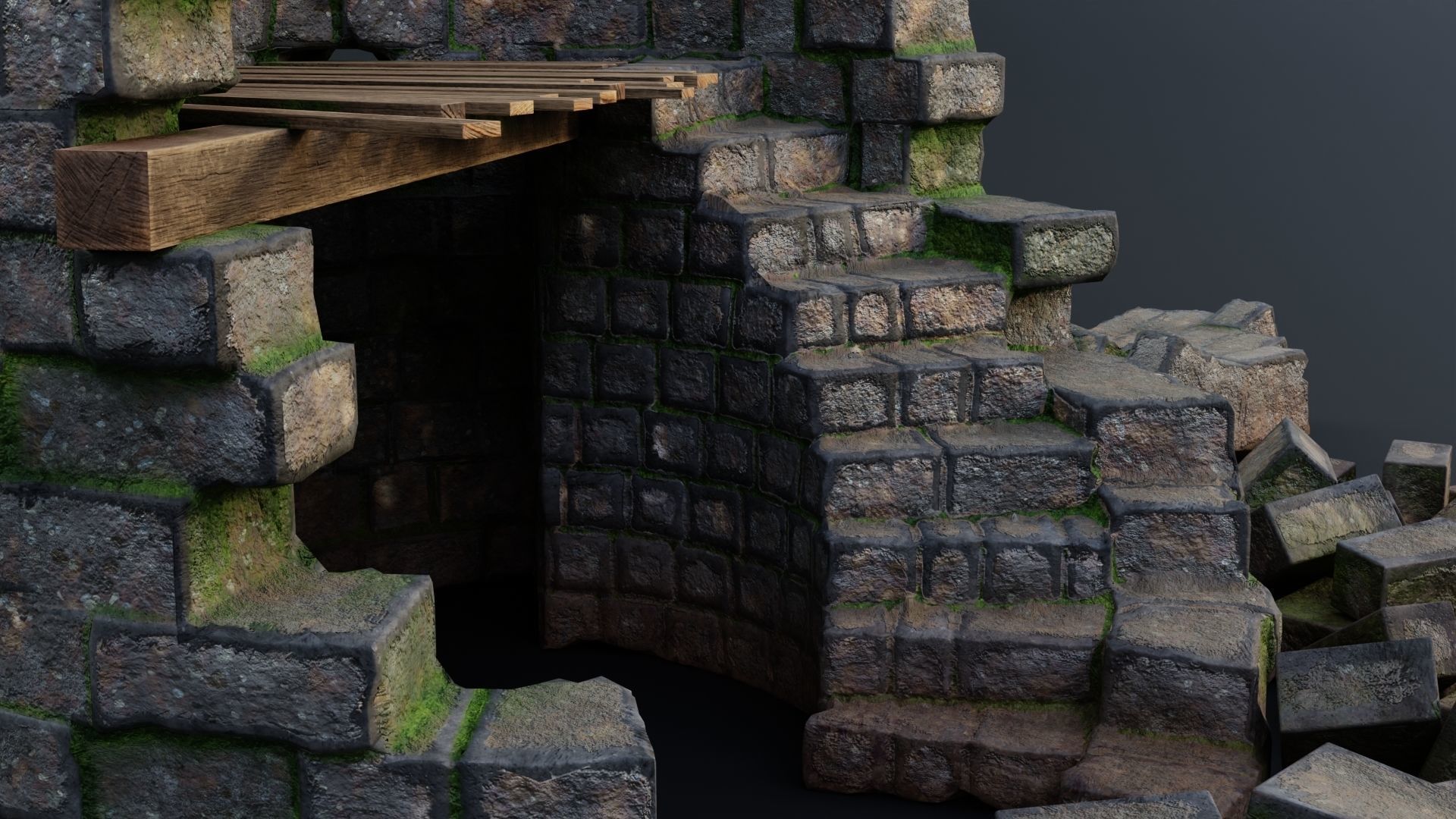 Tower ruins Low-poly 3D model_8