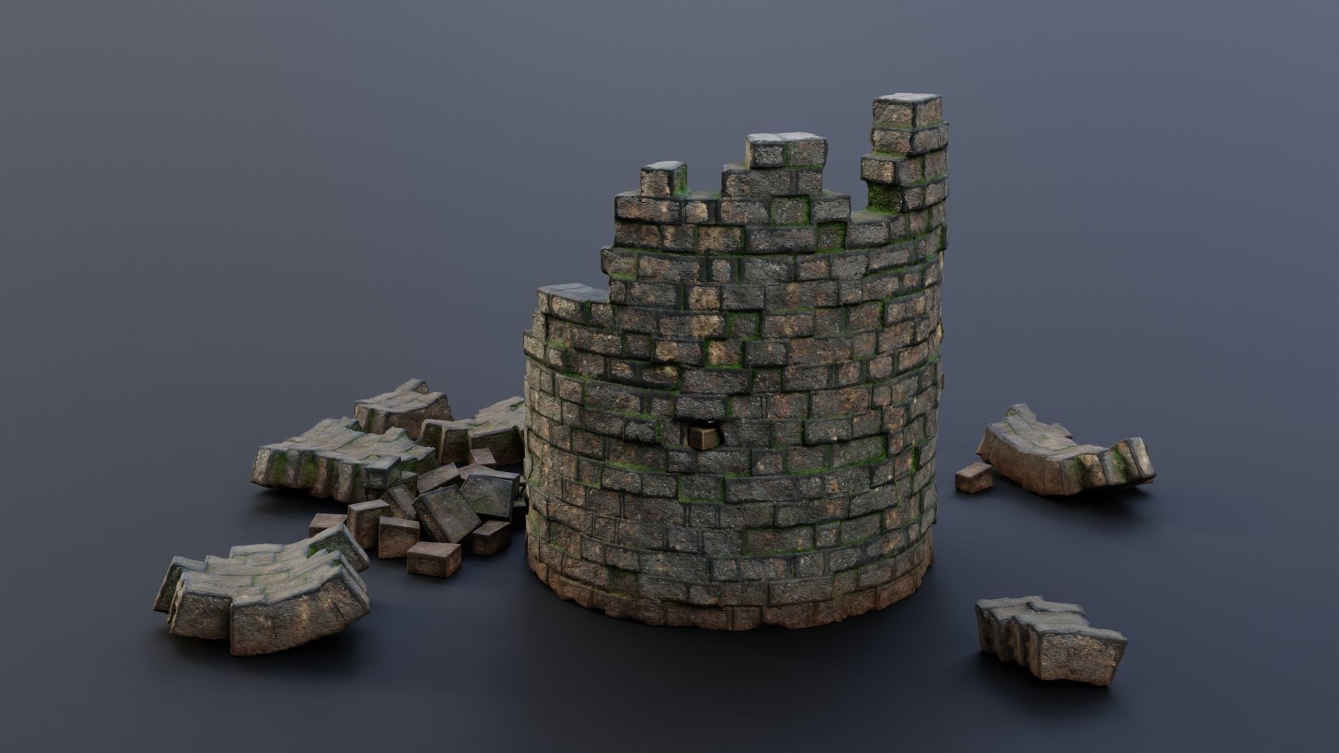 Tower ruins Low-poly 3D model_4