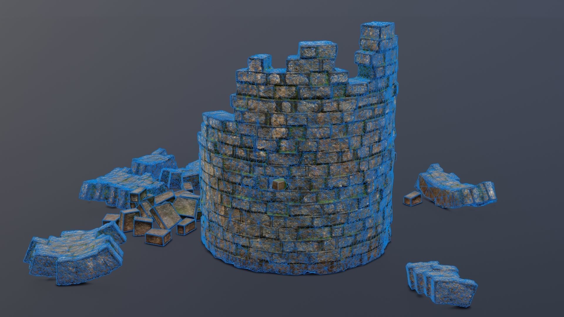 Tower ruins Low-poly 3D model_15