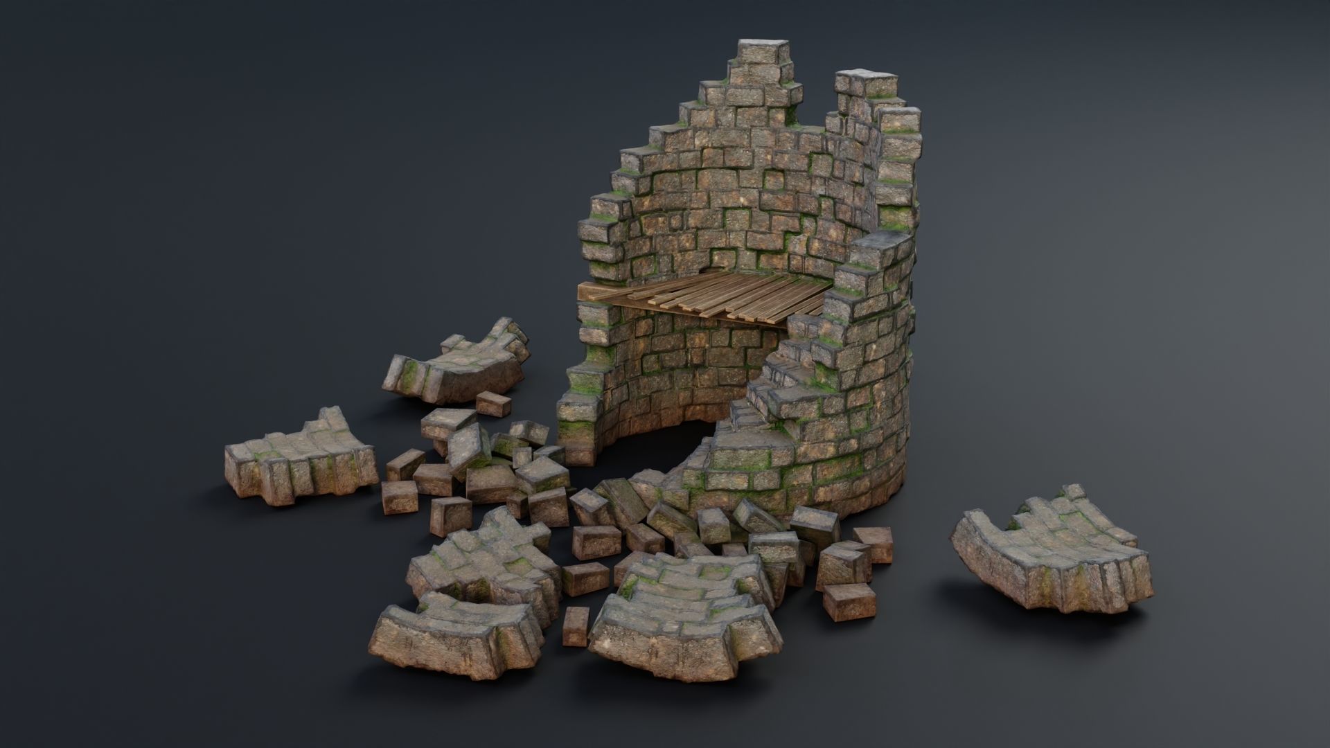 Tower ruins Low-poly 3D model_6