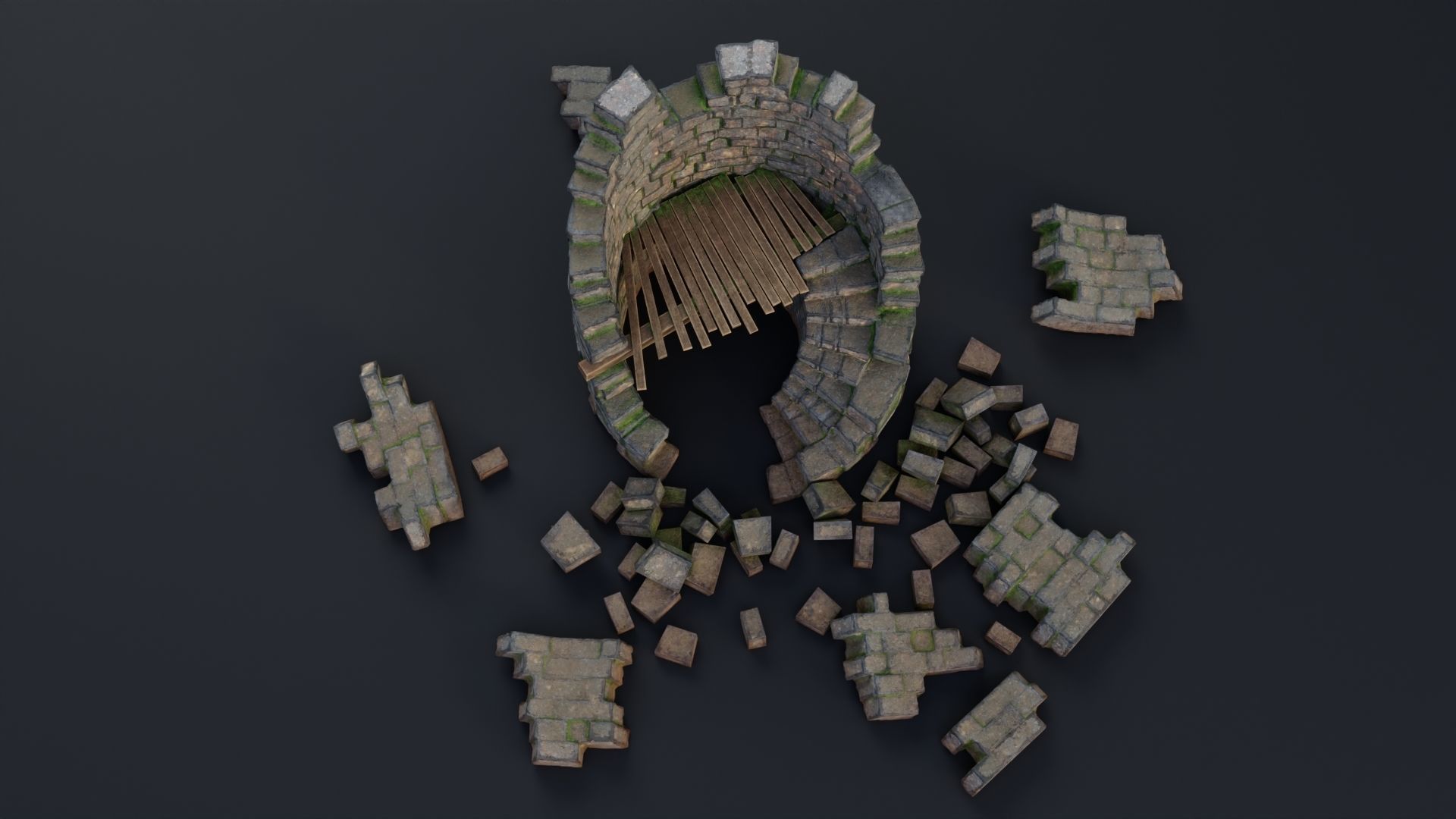 Tower ruins Low-poly 3D model_10