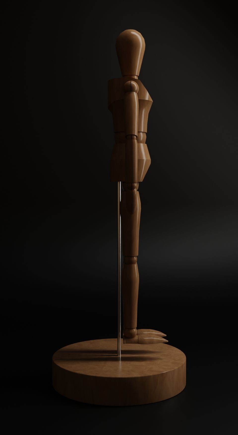 Artist Drawing Wooden Mannequin Low-poly 3D model_3