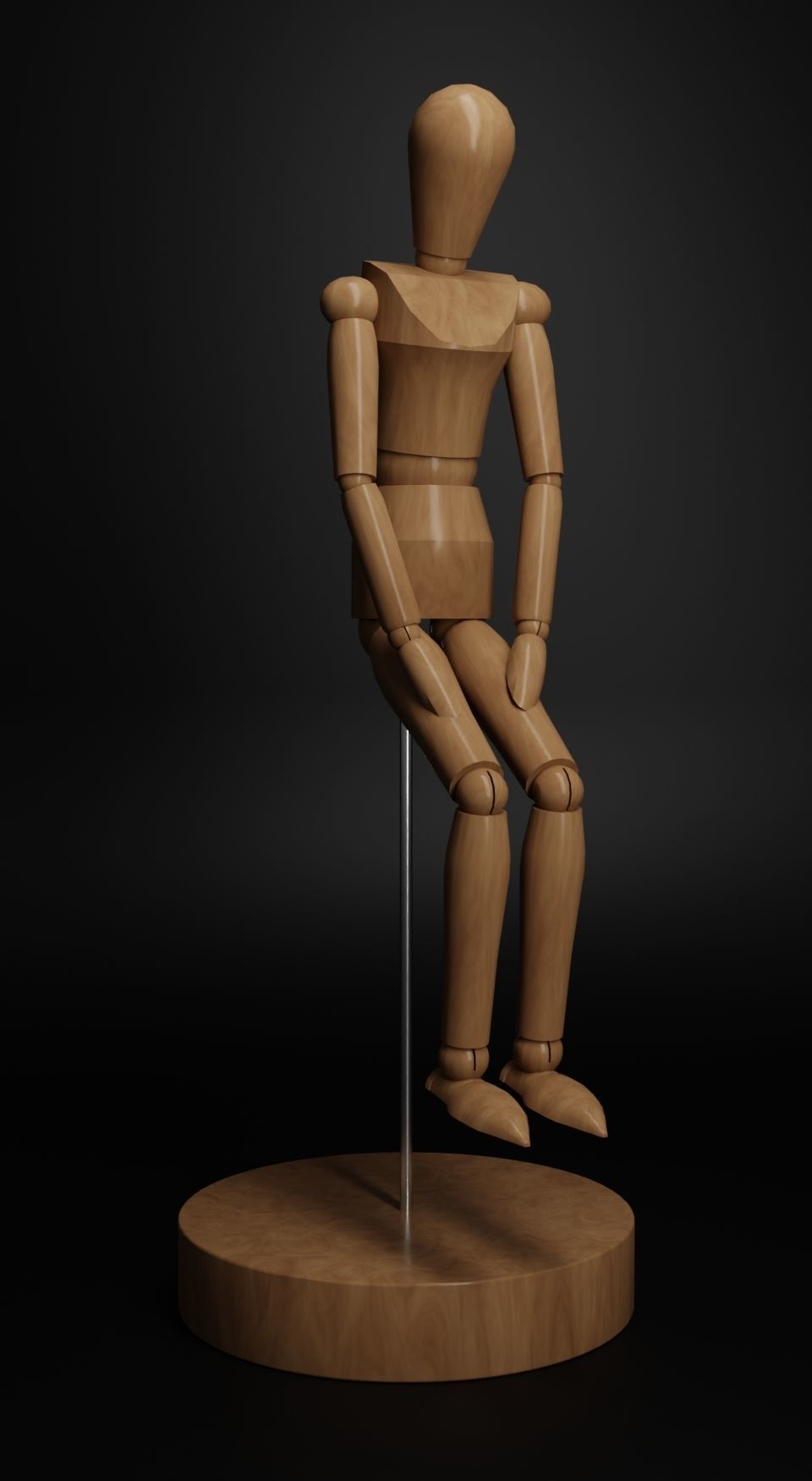 Artist Drawing Wooden Mannequin Low-poly 3D model_4