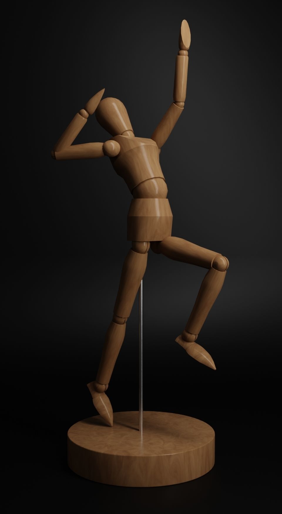 Artist Drawing Wooden Mannequin Low-poly 3D model_5