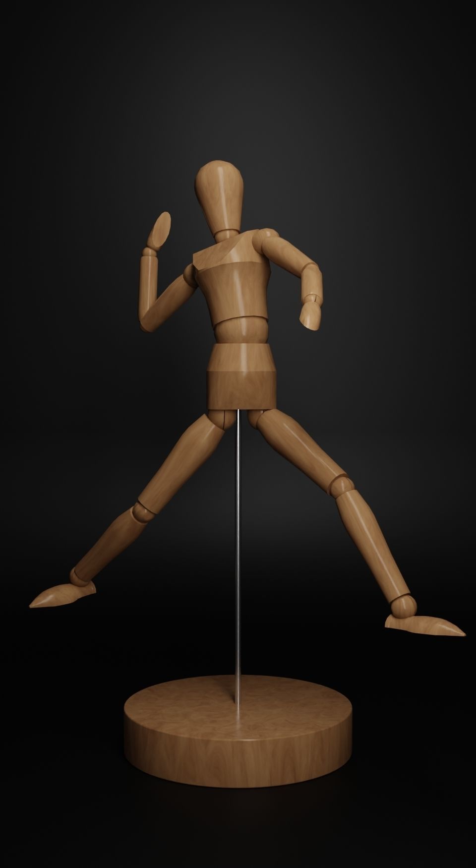 Artist Drawing Wooden Mannequin Low-poly 3D model_6