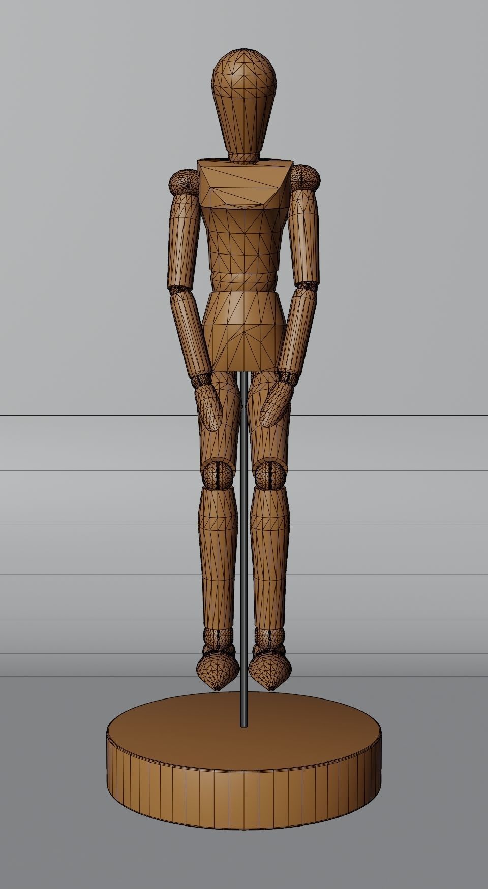 Artist Drawing Wooden Mannequin Low-poly 3D model_7