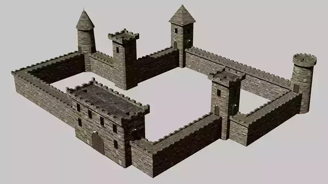 Modular castle Low polly 3D Model Game ready