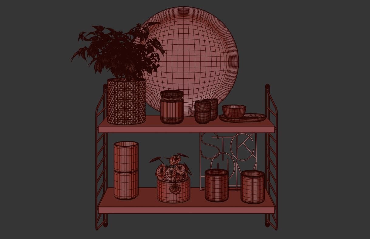 String Decorative Shelf 02 3D model_3