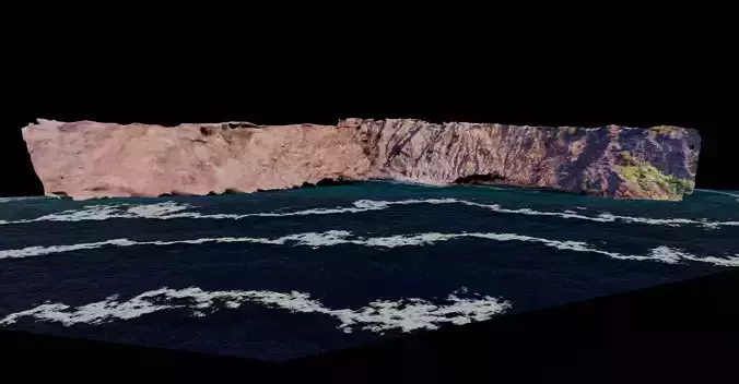 Photoscanned Cliffs with Procedural Ocean Texture 3D model
