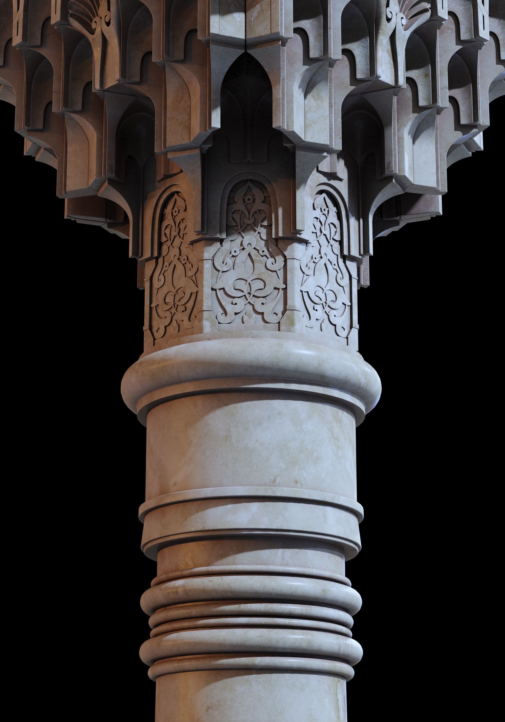 Andalusian Muqarnas Column 3D model_4