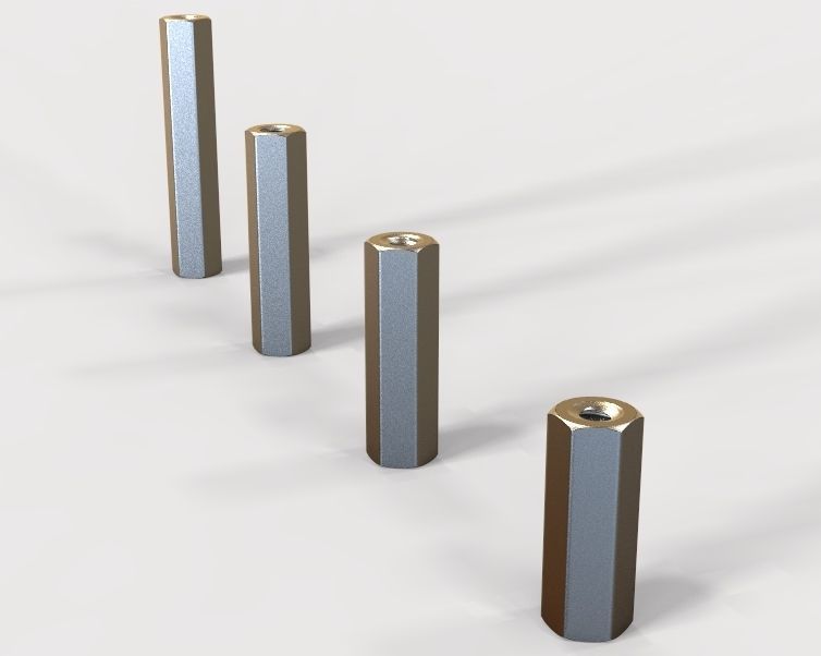 M4 Hexagonal Stud Connector  3D print model_27