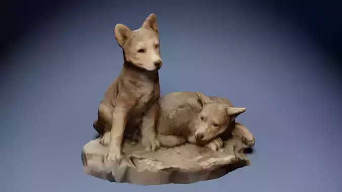 Wolf Puppy Figure Low-poly 3D model