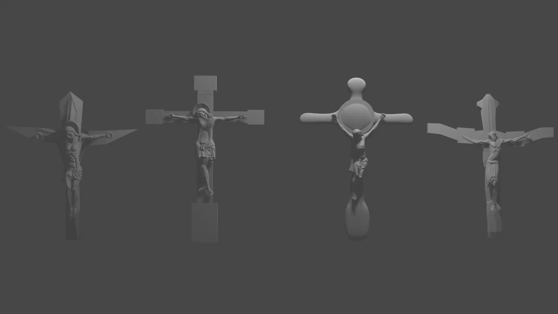 Crosses collection four crucifixes Free 3D print model