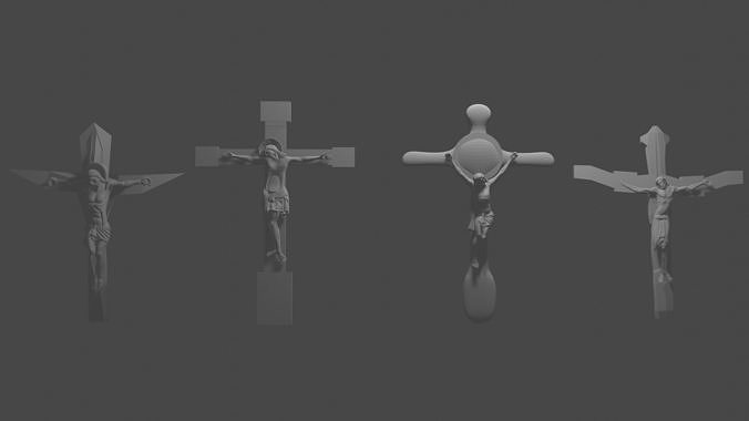Crosses collection four crucifixes Free 3D print model