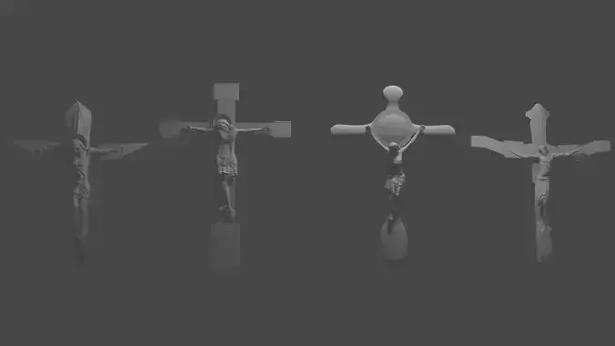 Crosses collection four crucifixes Free 3D print model
