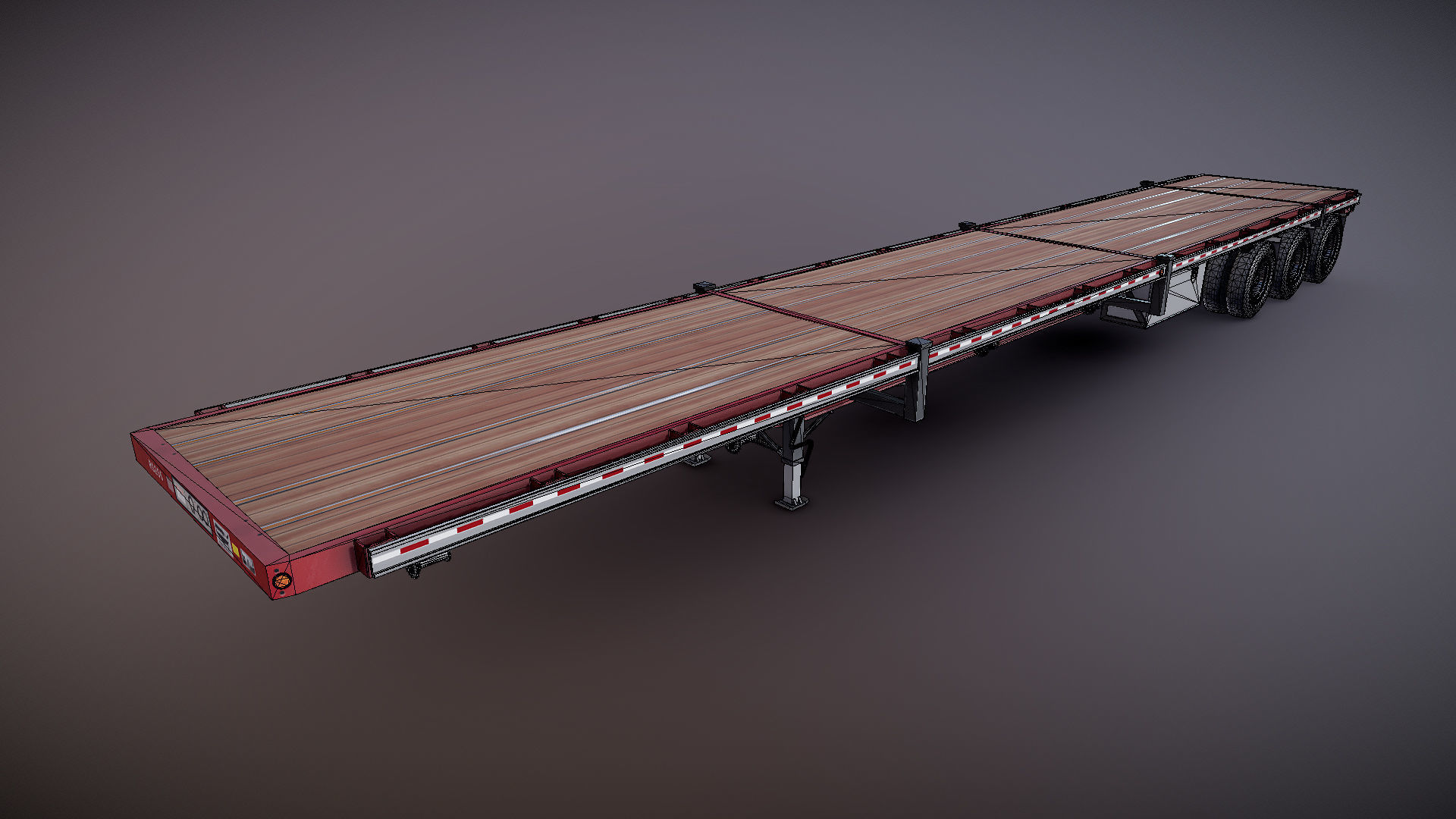 Flatbed Trailer Low-poly 3D model_28