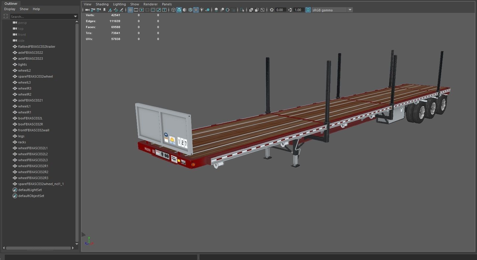 Flatbed Trailer Low-poly 3D model_44