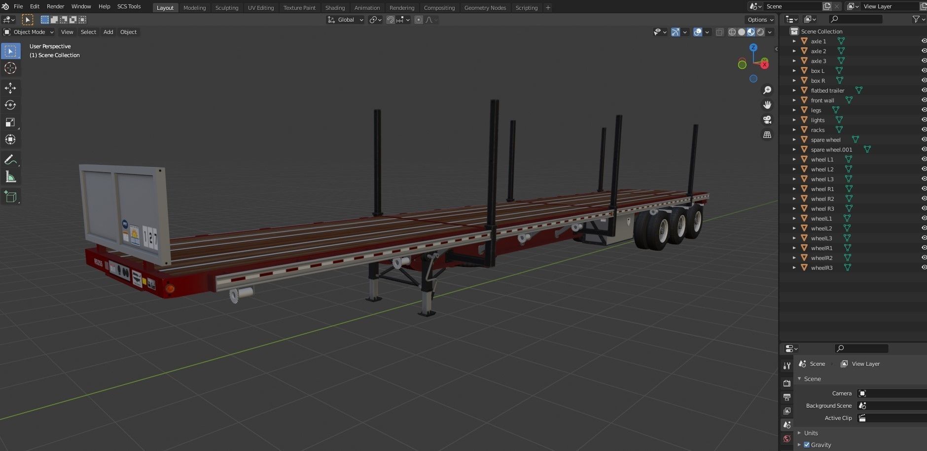Flatbed Trailer Low-poly 3D model_45