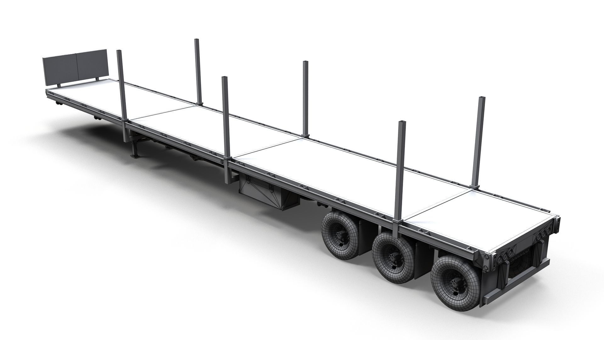 Flatbed Trailer Low-poly 3D model_16