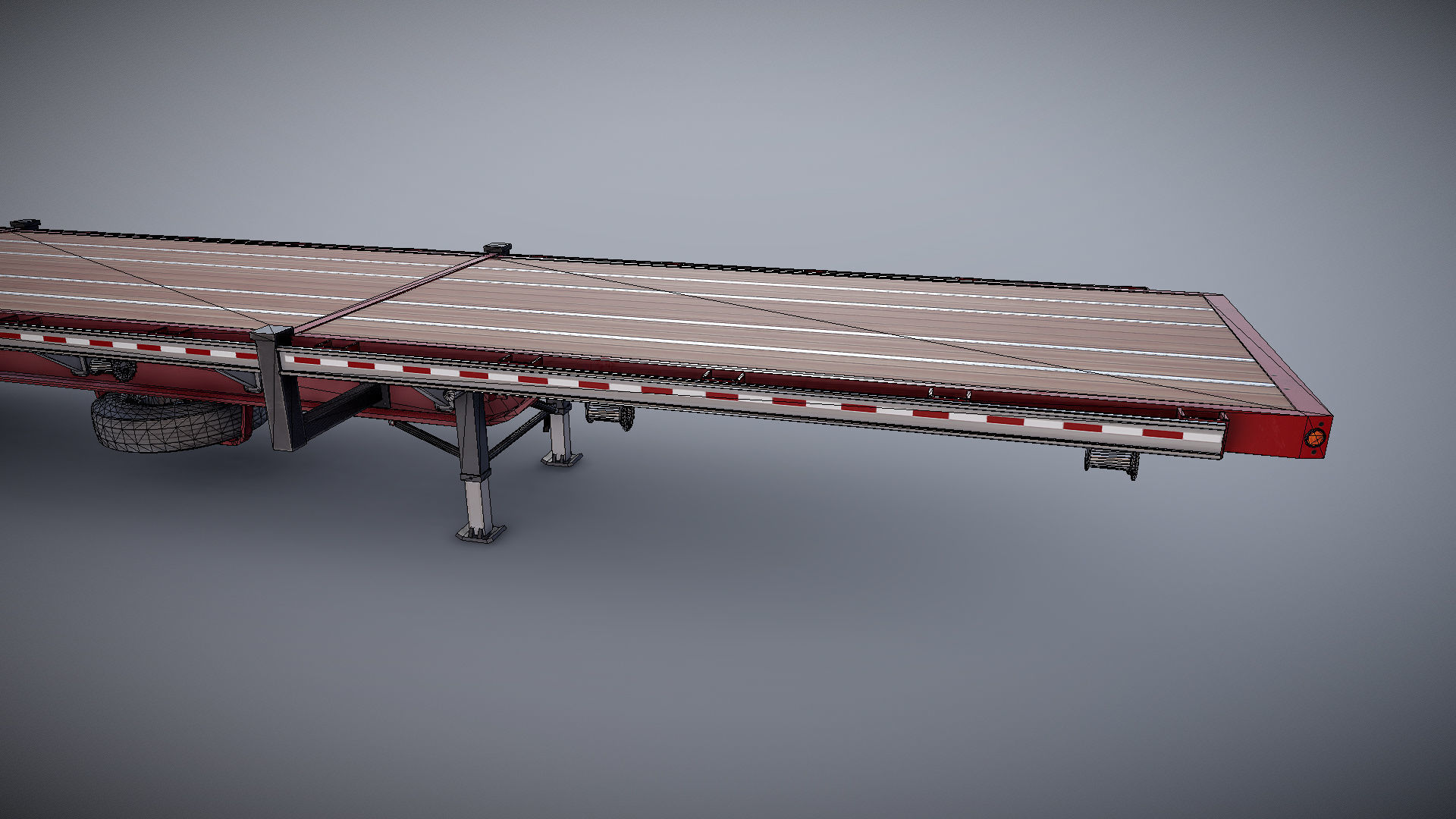 Flatbed Trailer Low-poly 3D model_30
