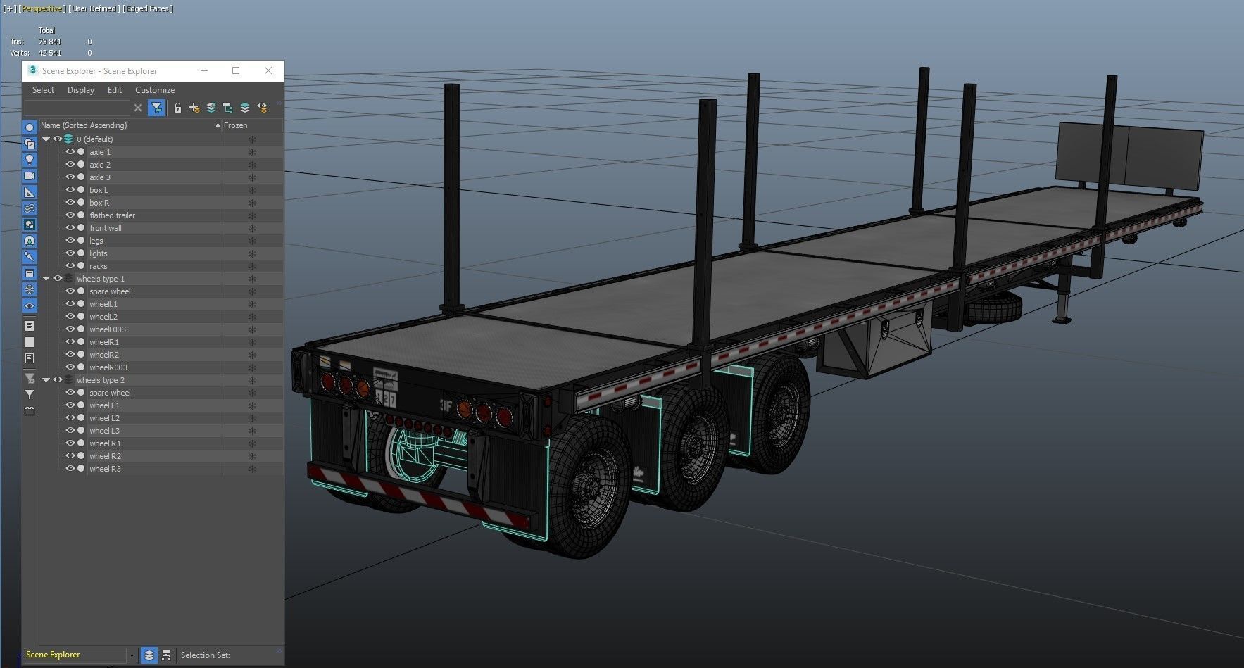 Flatbed Trailer Low-poly 3D model_40