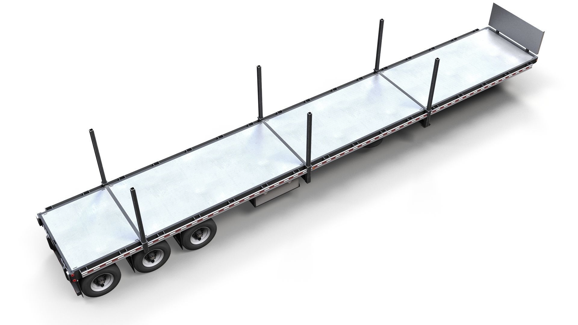 Flatbed Trailer Low-poly 3D model_10