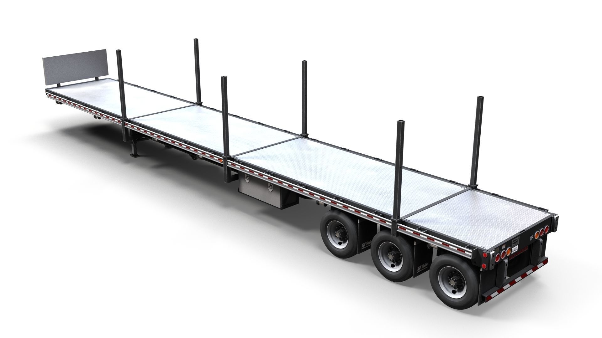 Flatbed Trailer Low-poly 3D model_9