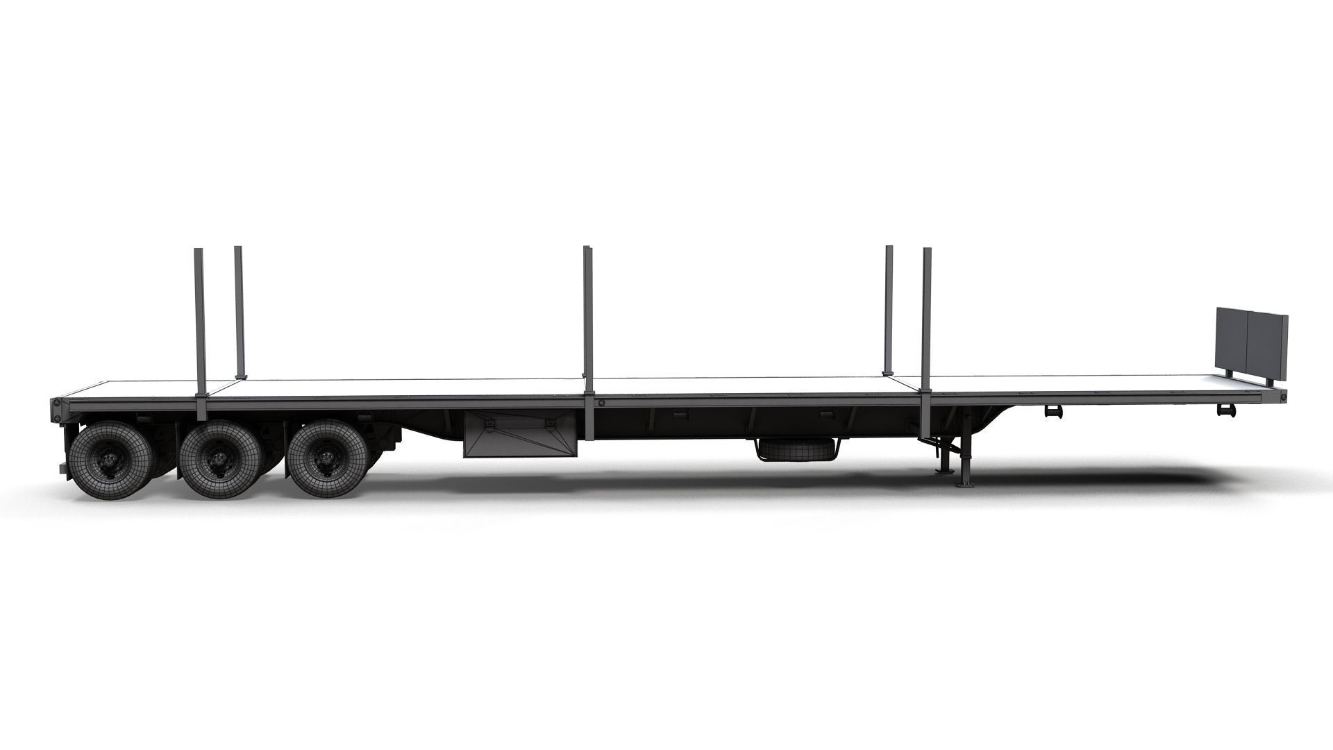 Flatbed Trailer Low-poly 3D model_18