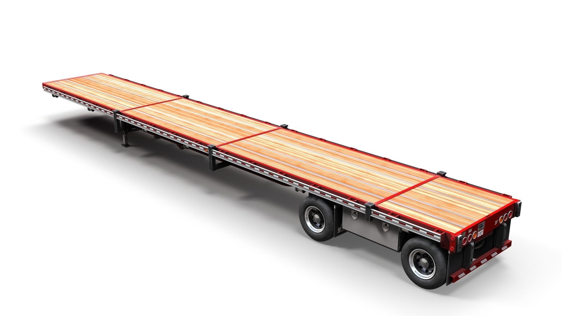 Flatbed Trailer Low-poly 3D model_2